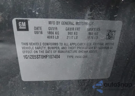 2017 Chevrolet Malibu 1Lt из США, поврежденный, VIN 1G1ZE5ST0HF107404